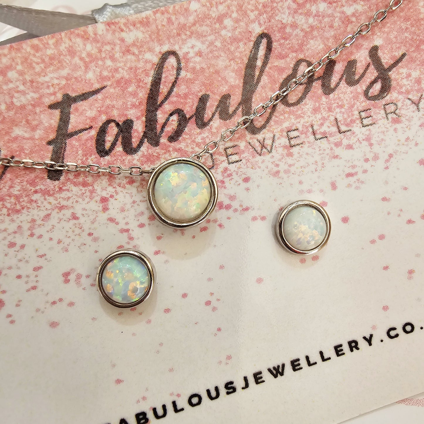Natural Opal Earring and Necklace Set