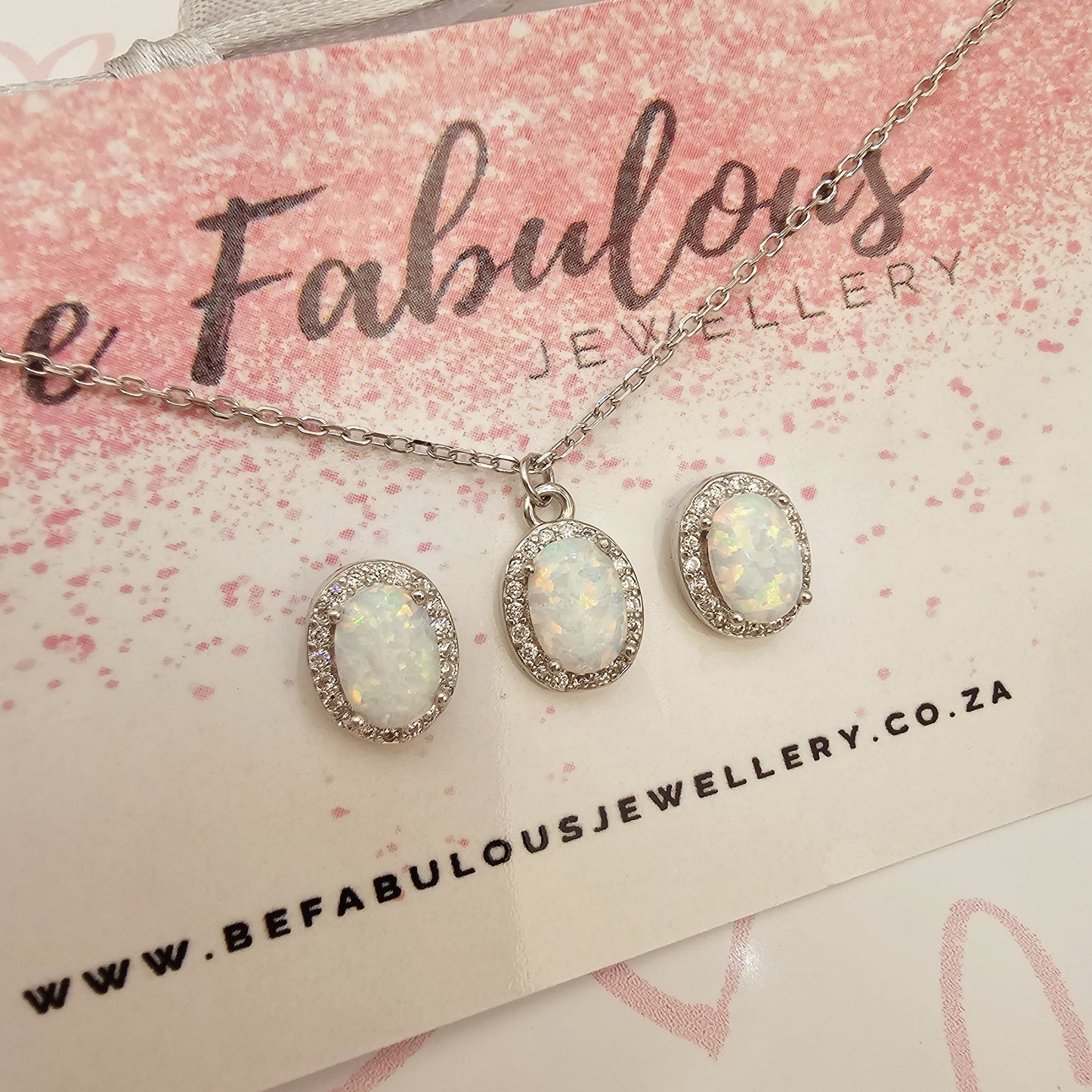 Natural Opal Earring and Necklace Set