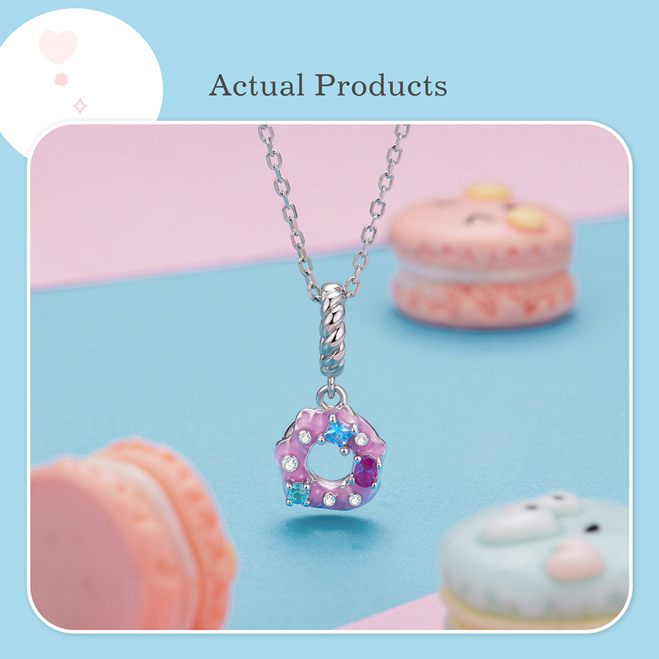 Doughnut with CZ Sprinkles Pink Bead Charm