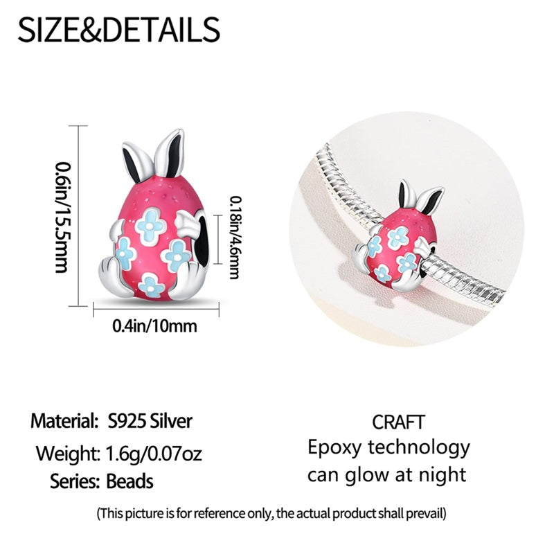 Blue And Pink Easter Egg Bunny Bead Charm