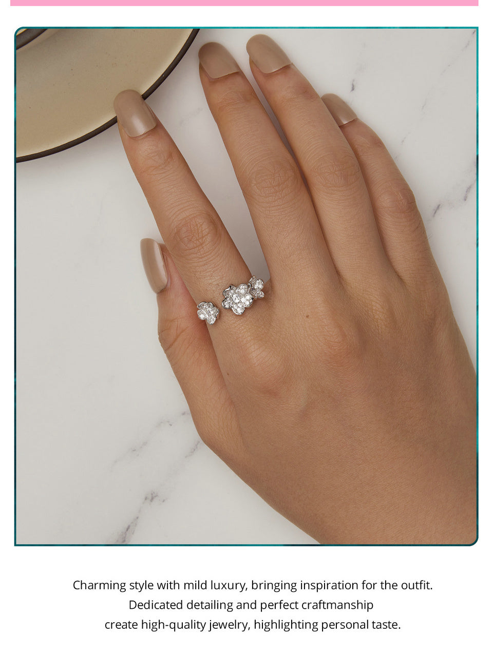 Adjustable CZ Flower Ring