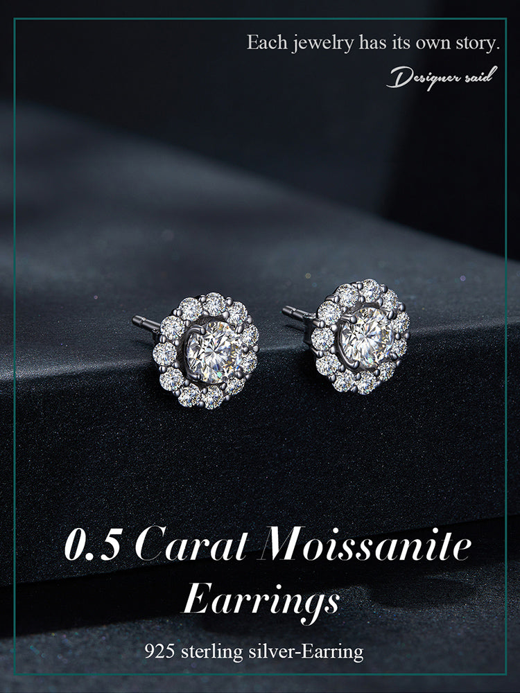 0.50ct Detachable Halo Moissanite Earrings