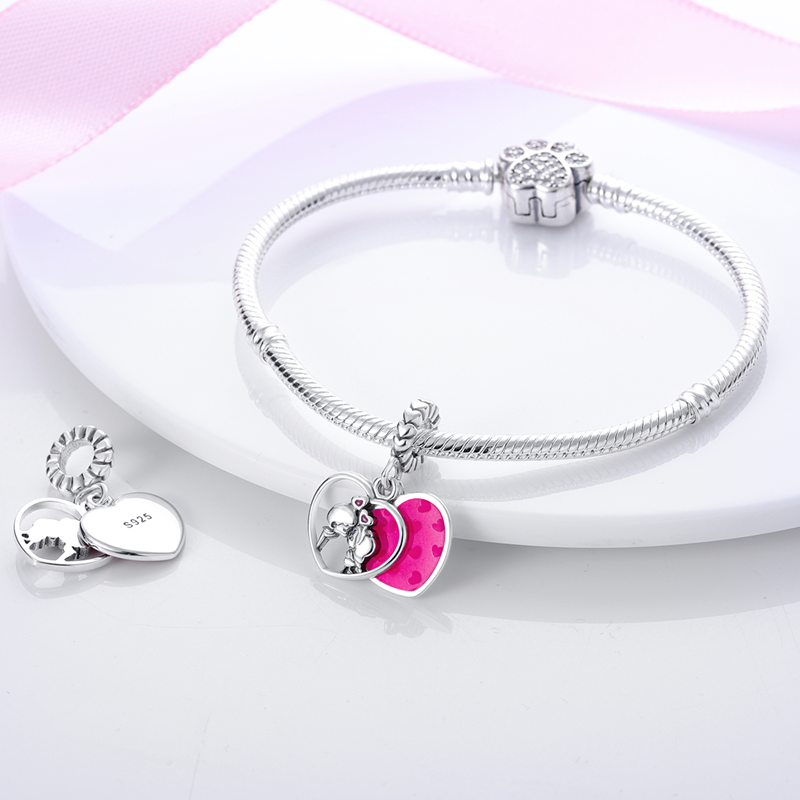 Boy Kiss Girl Heart Bead Charm
