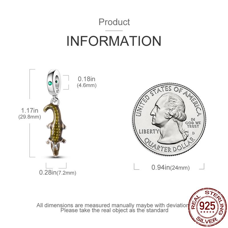 Green Enamel Crocodile Dangle Charm