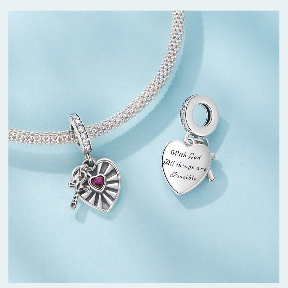 "With God All Things Are Possible" Bible Verse Dangle Charm
