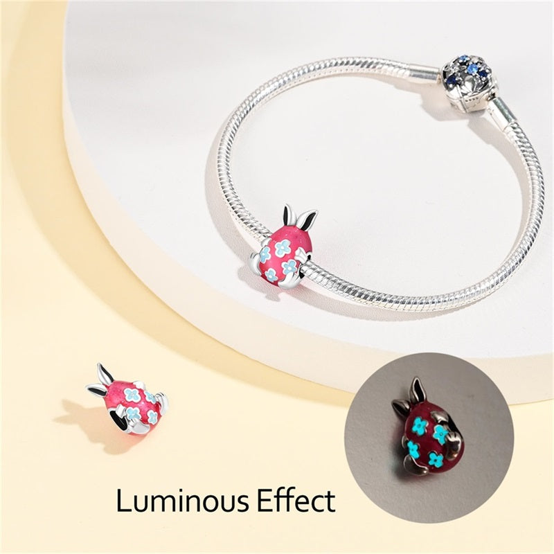 Blue And Pink Easter Egg Bunny Bead Charm
