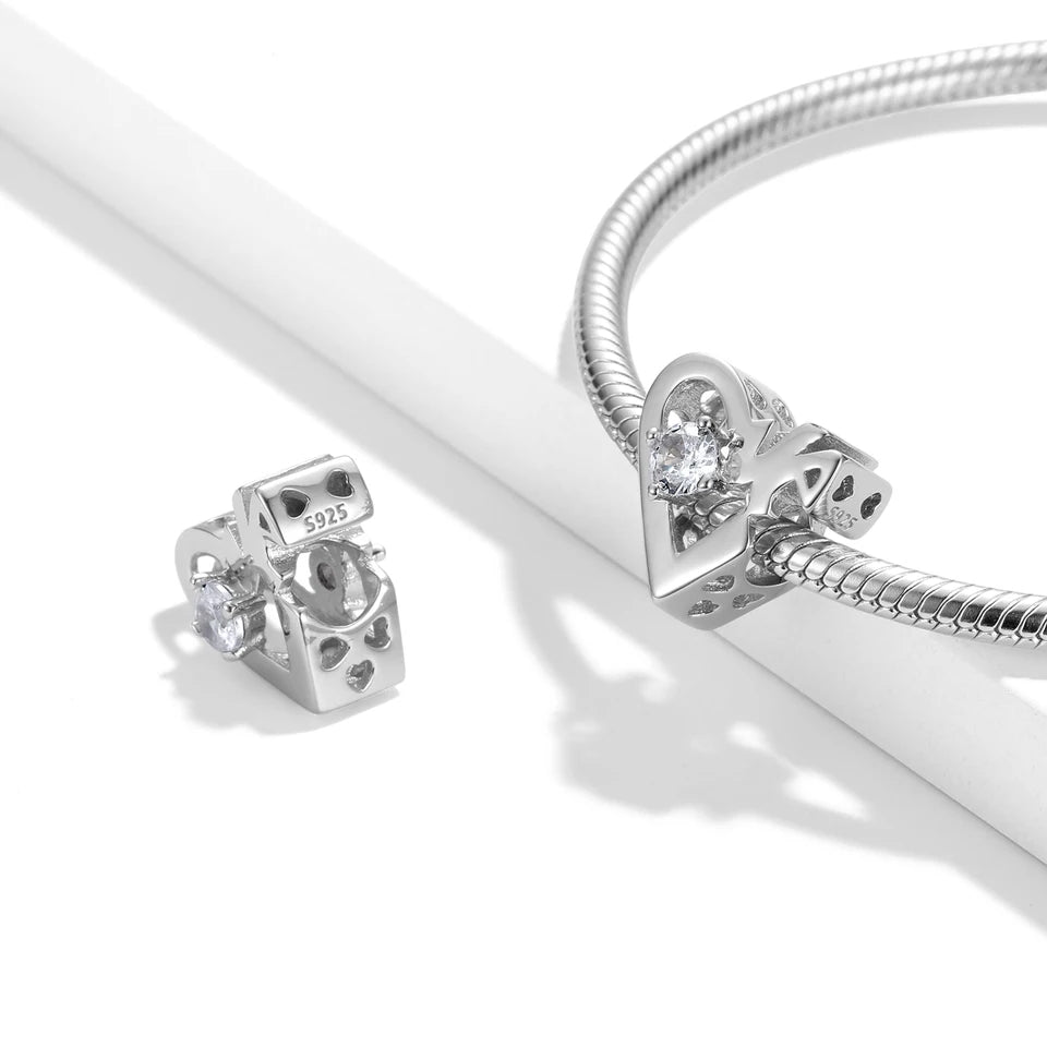 Clear CZ Heart Love Bead Charm