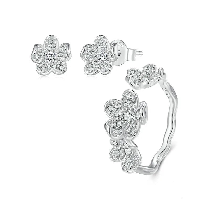 Adjustable CZ Flower Ring