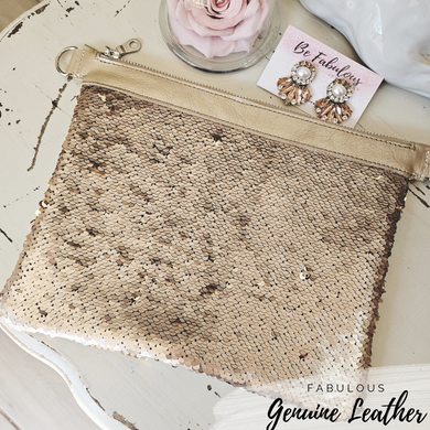 The Fabulous Genuine Leather Gold Bling Pouch
