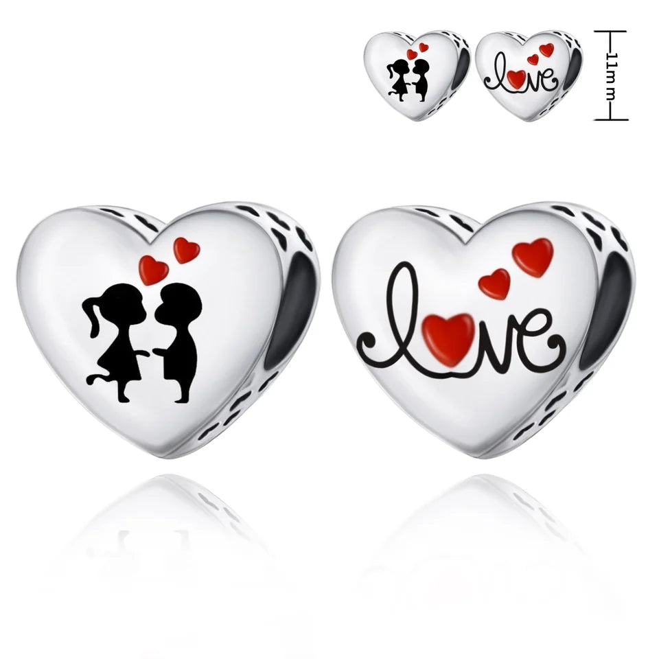 Boy Loves Girl Heart Bead Charm