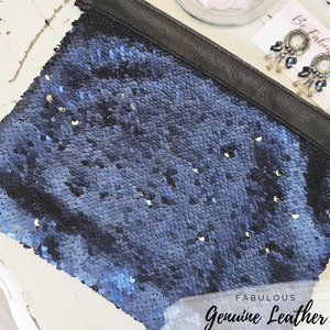 The Fabulous Genuine Leather Blue Bling Pouch