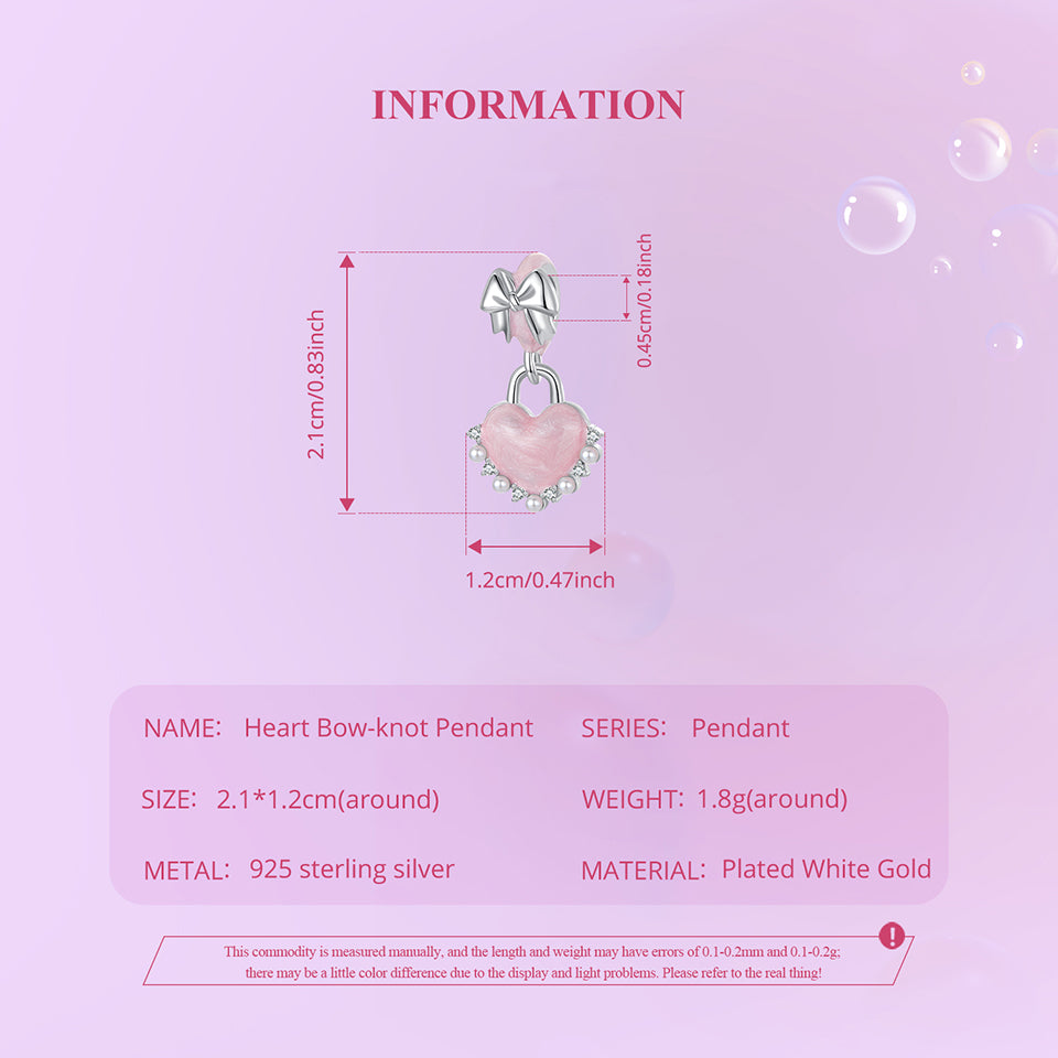 Pink Bowknot Enamel Heart Charm