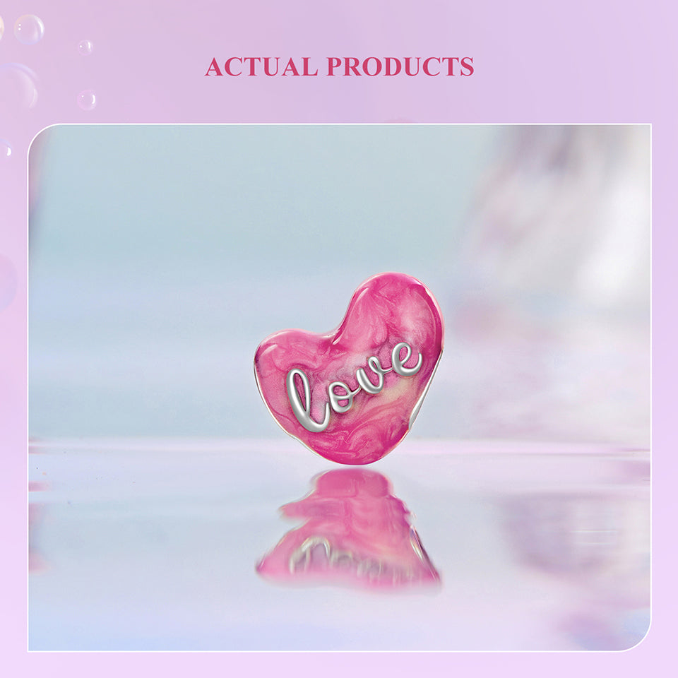Pink Love Heart Charm