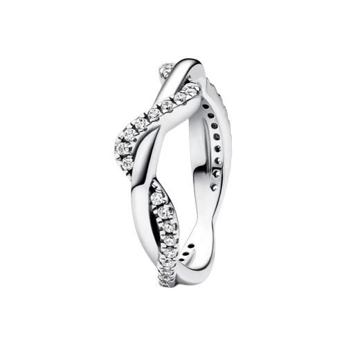 Sparkling Intertwined Wave Ring