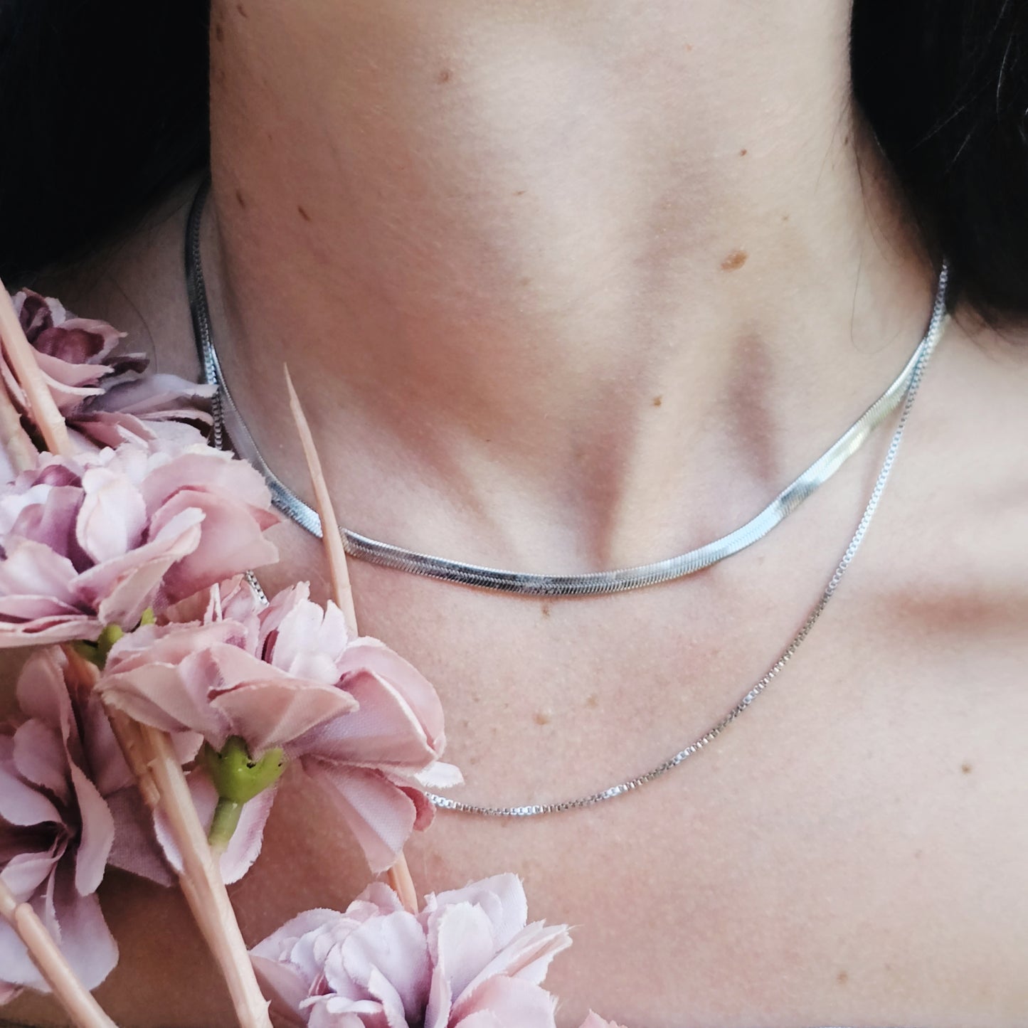 Stainless Steel Layered Herringbone Necklace - Water & Tarnish Proof