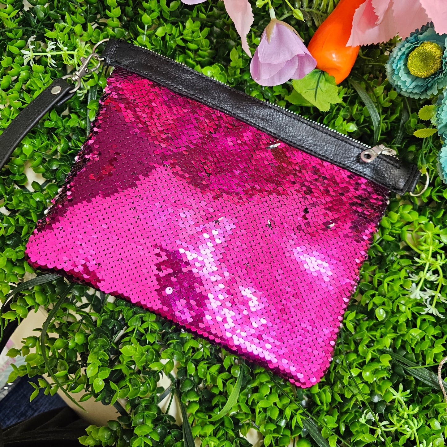 The Fabulous Genuine Leather Pink Bling Pouch