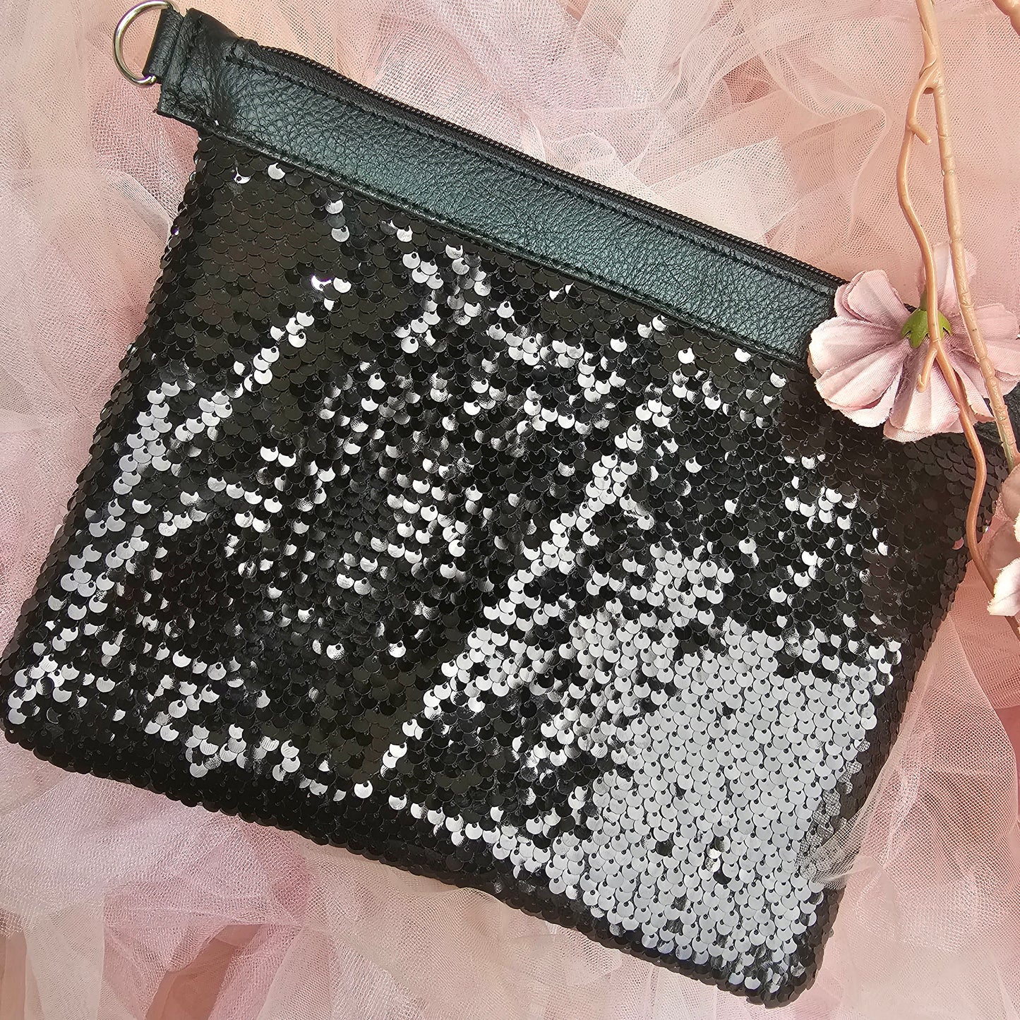 The Fabulous Genuine Leather Black Bling Pouch