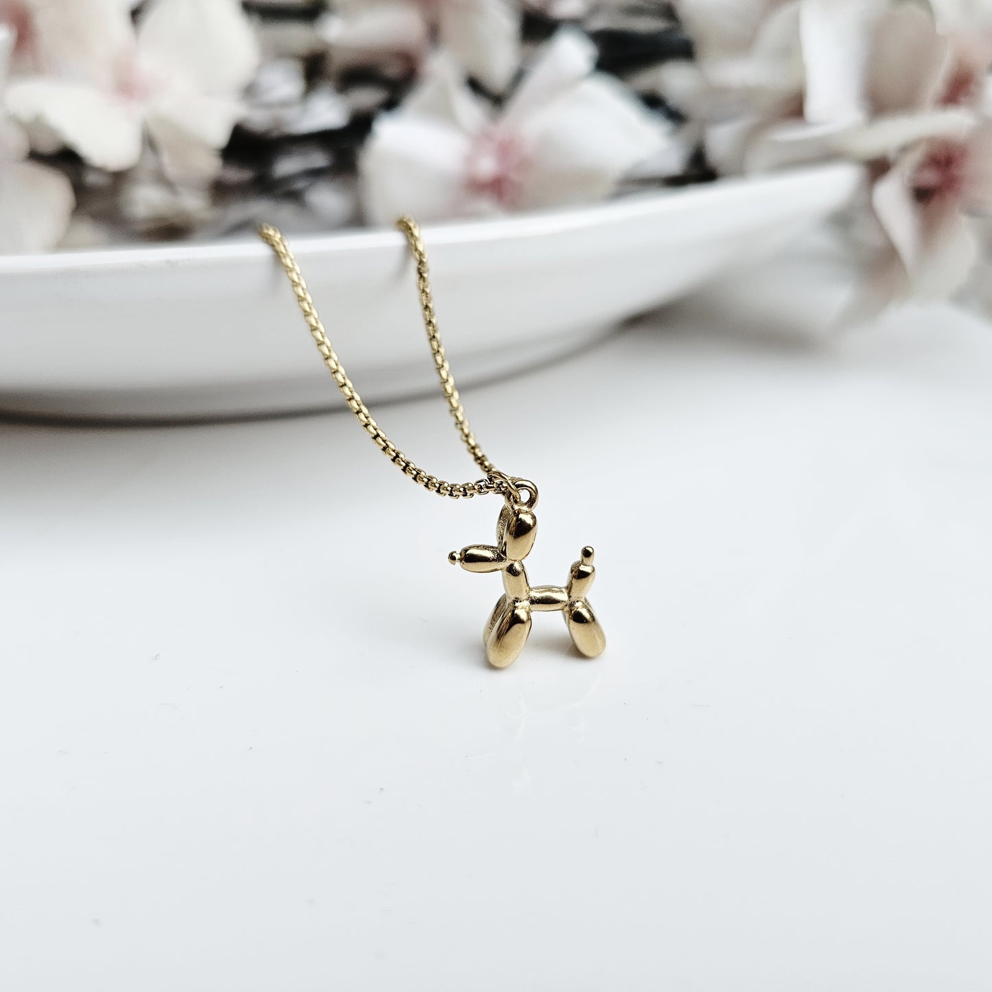 18k Gold Plated Stainless Steel Balloon Dog Necklace