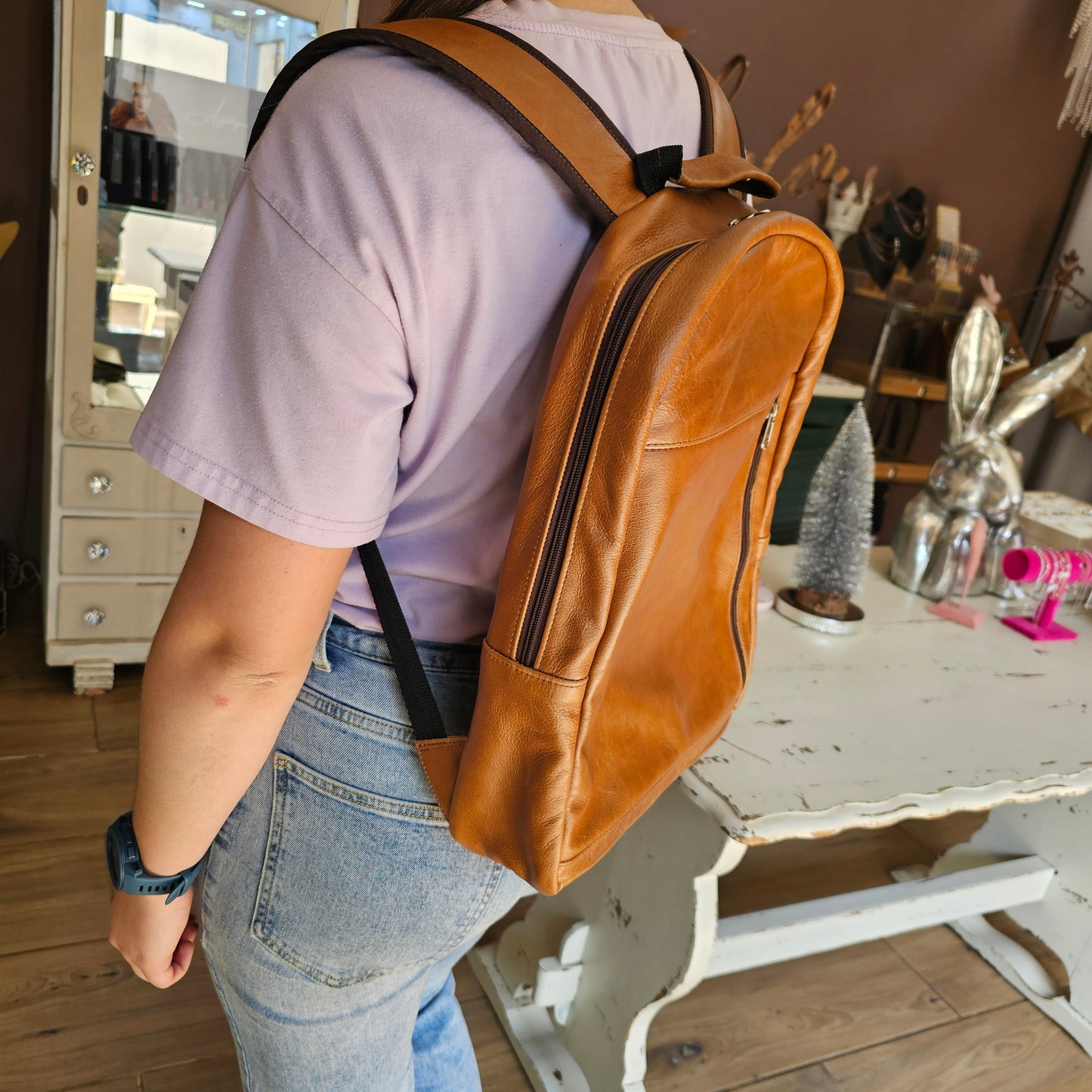 The Fabulous Genuine Leather Laptop Backpack in Tan