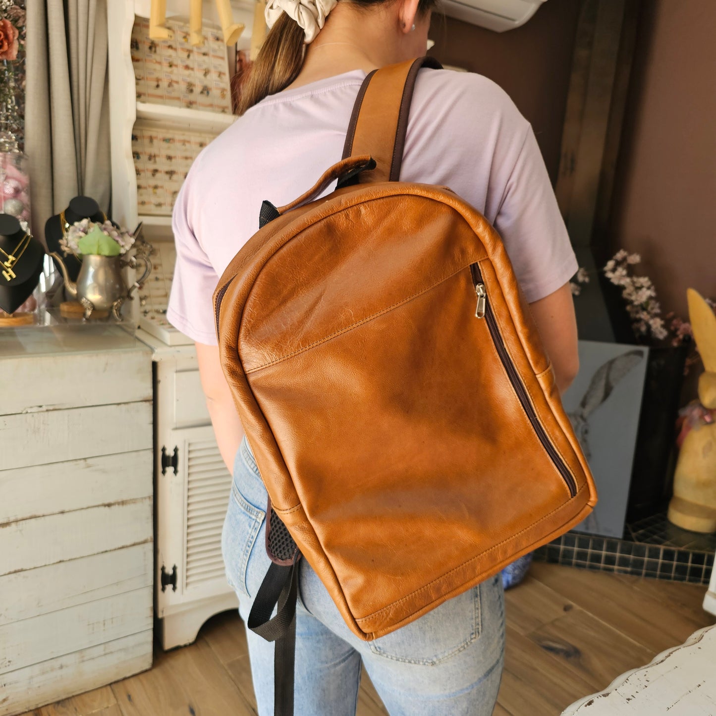 The Fabulous Genuine Leather Laptop Backpack in Tan