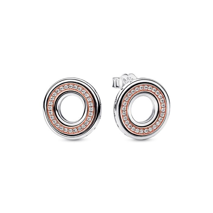 Two Tone Round Stud Earrings
