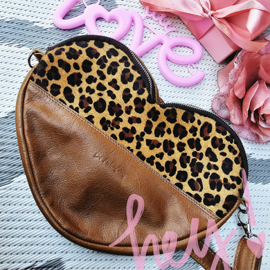 The Fabulous Genuine Leather 'Oh my Heart' Leopard print Crossbody.