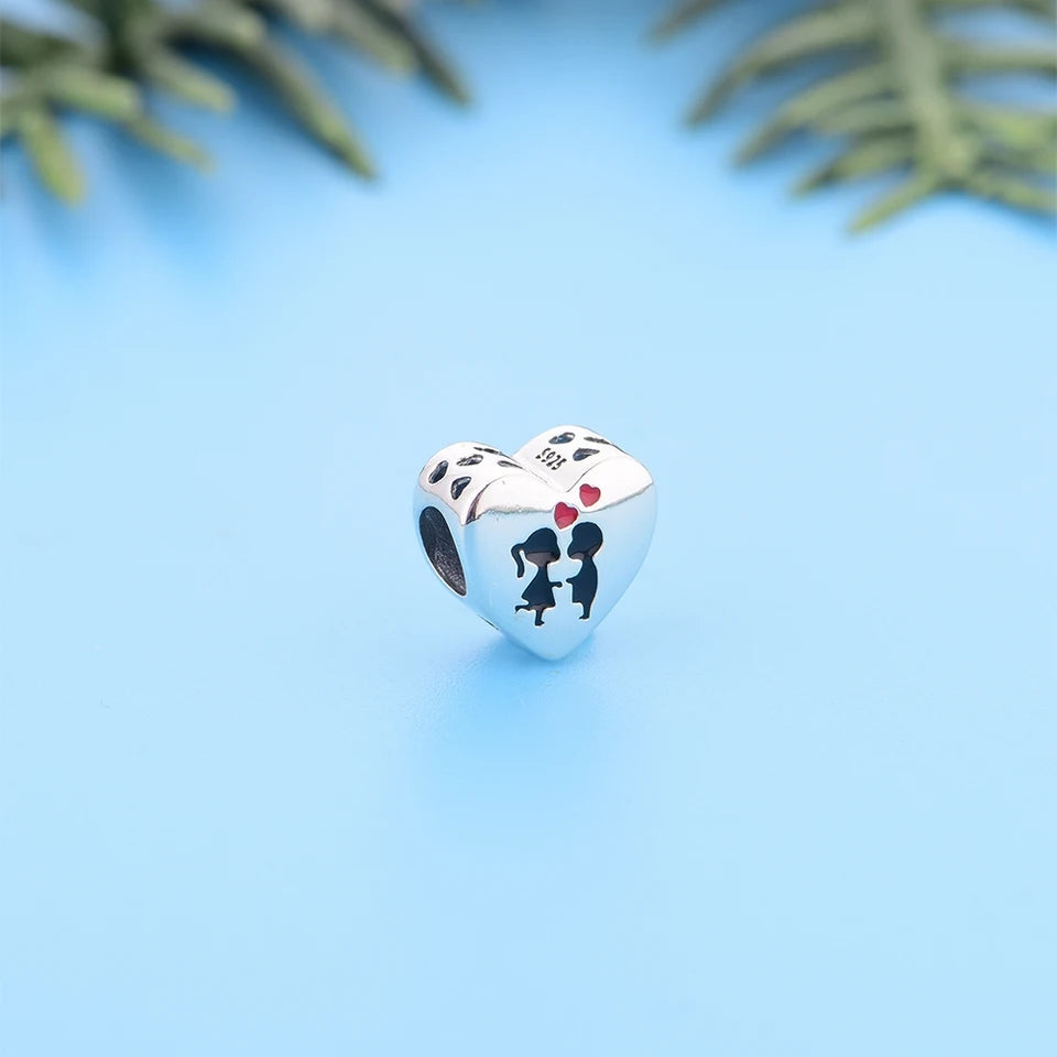 Boy Loves Girl Heart Bead Charm