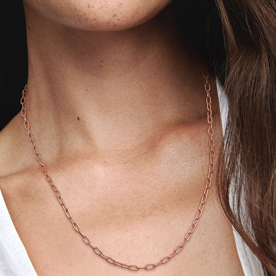 Rose Gold Plated Paperclip Chain Necklace