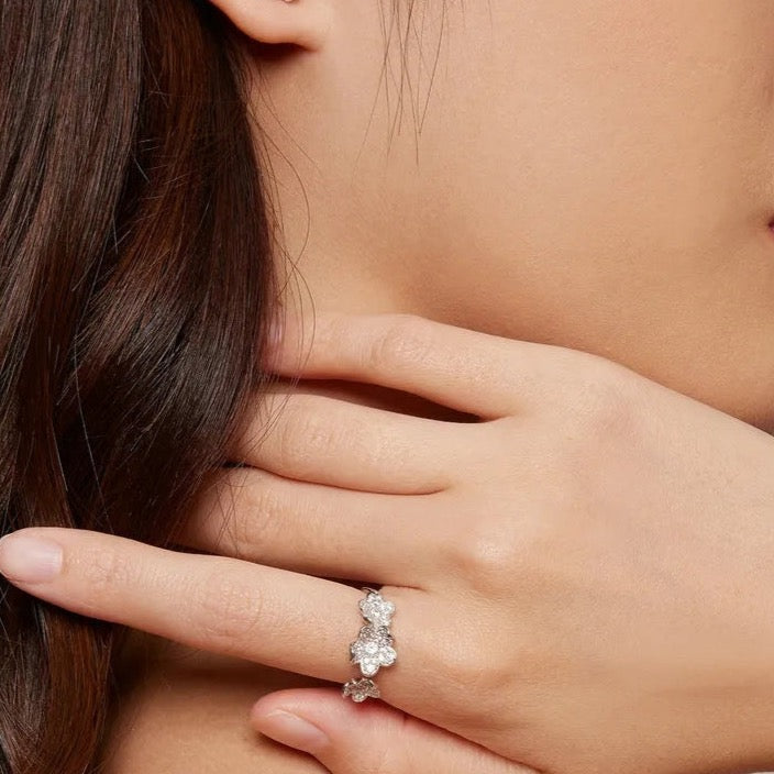 Adjustable CZ Flower Ring