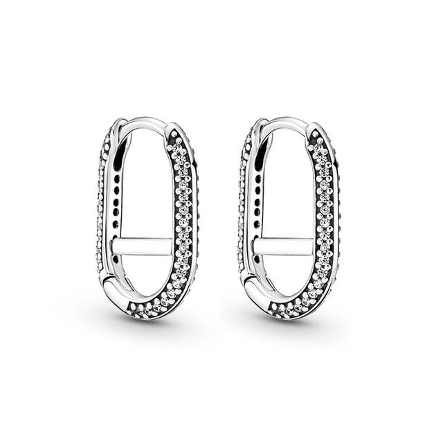 Pavé Me Link Hoop Earrings