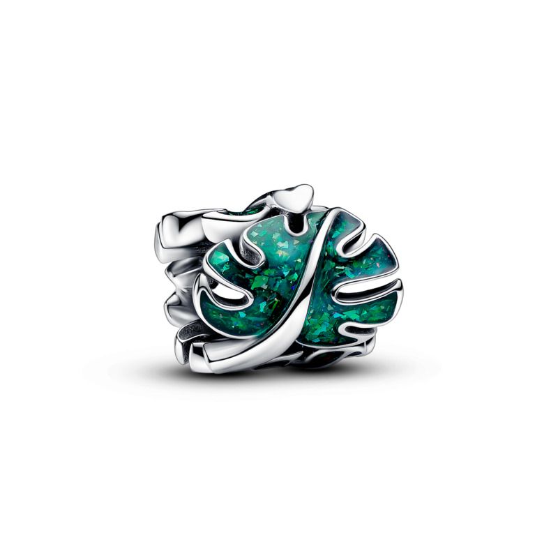 Leaf Green Enamel Bead Charm