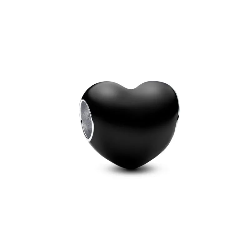 Black Heart Bead Charm