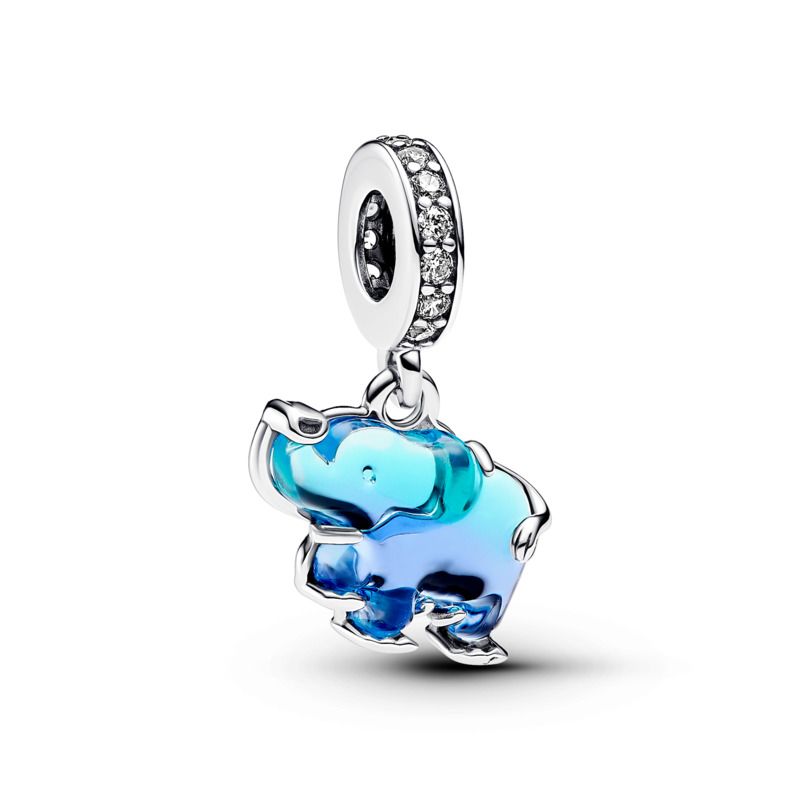 Blue Murano Elephant Dangle Charm