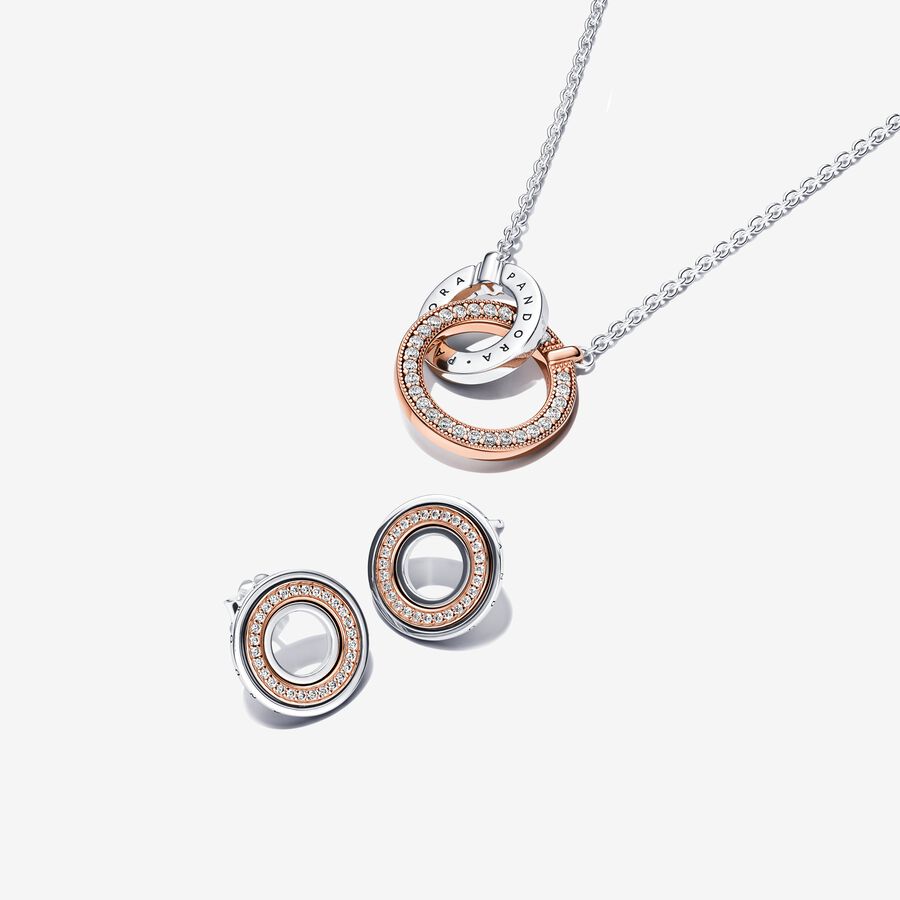 Two Tone Round Stud Earrings