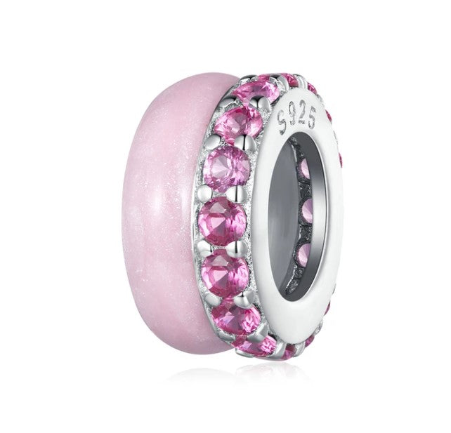 Double Layer Pink Enamel CZ Silicone Spacer/Stopper