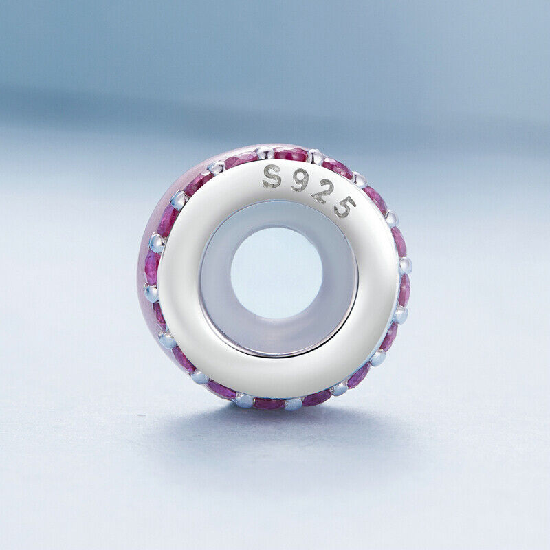 Double Layer Pink Enamel CZ Silicone Spacer/Stopper