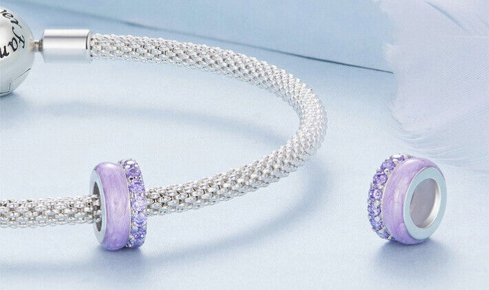 Double Layer Purple Enamel CZ Silicone Spacer/Stopper