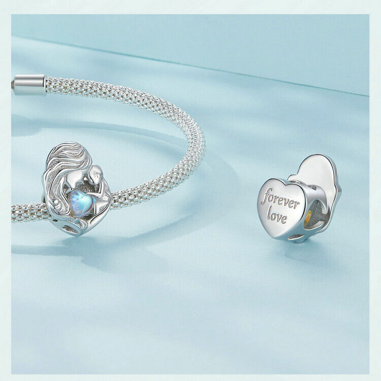 Mother and Baby "Forever Love" Moonstone Bead Charm