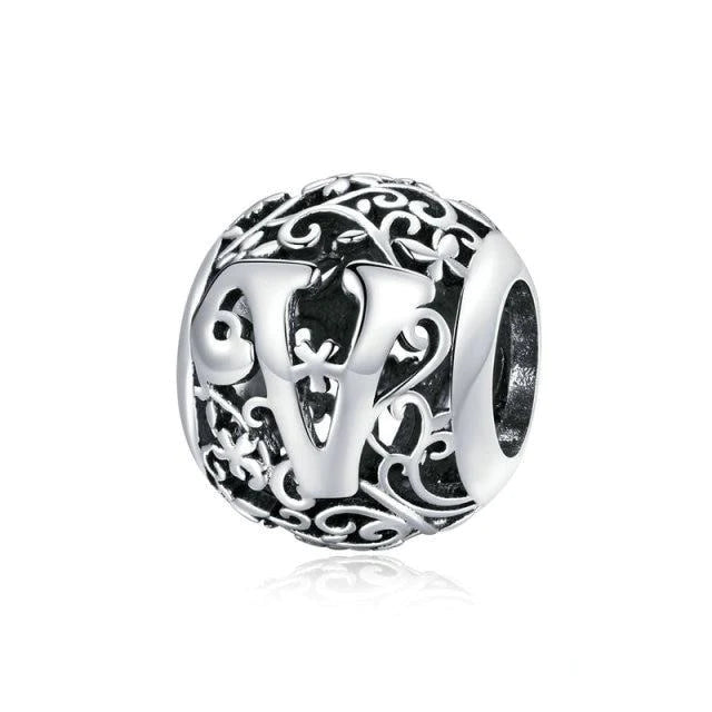 Alphabet Letter Flower bead Charm