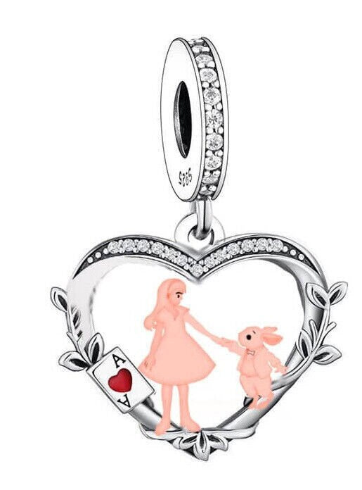 Two Tone Alice In Wonderland Rabbit Tea Party Dangle Charm