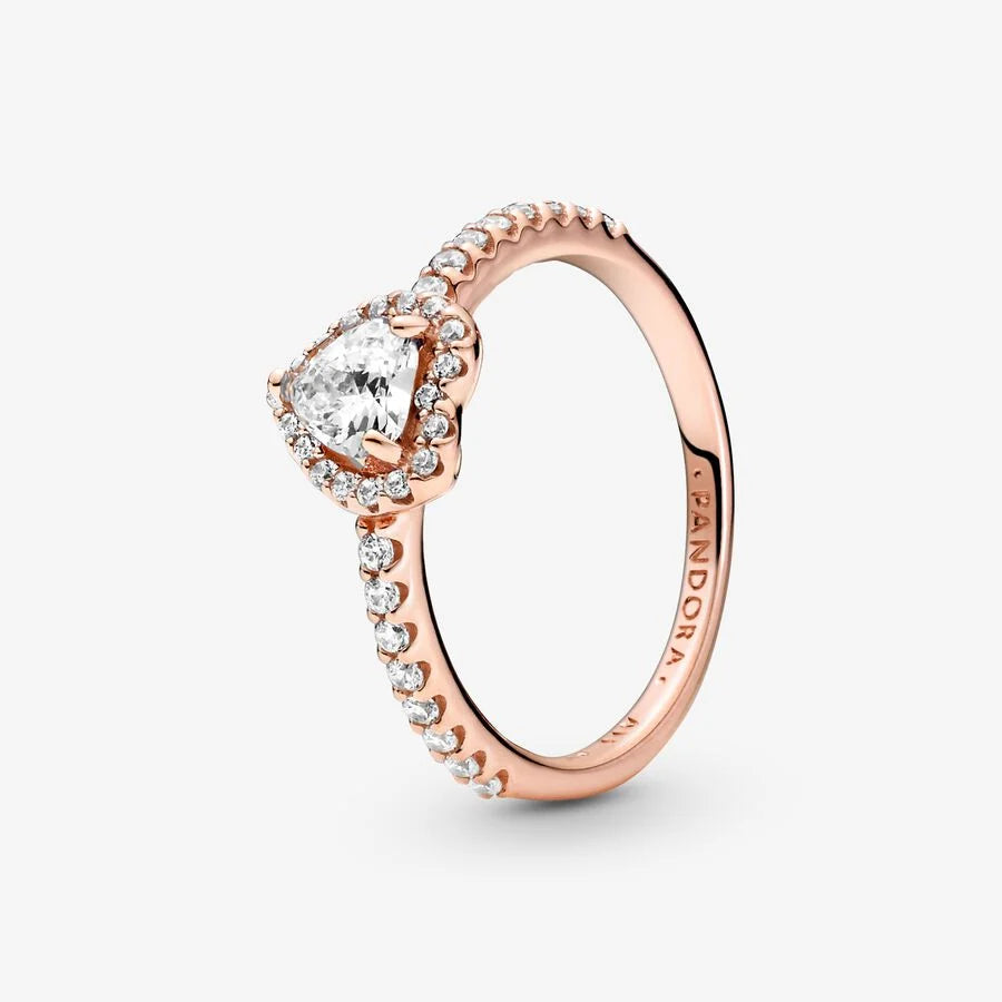 Rose Gold Plated Clear CZ Heart Ring