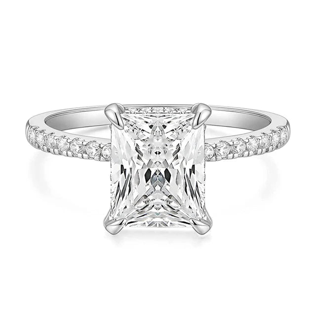 Clear CZ Rectangular Solitaire Ring