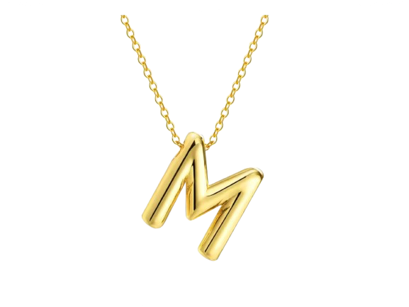 18k Gold Plated Stainless Steel Bulky Letter Necklace