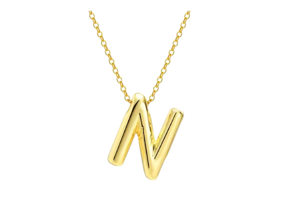18k Gold Plated Stainless Steel Bulky Letter Necklace