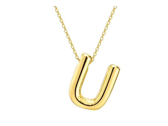 18k Gold Plated Stainless Steel Bulky Letter Necklace