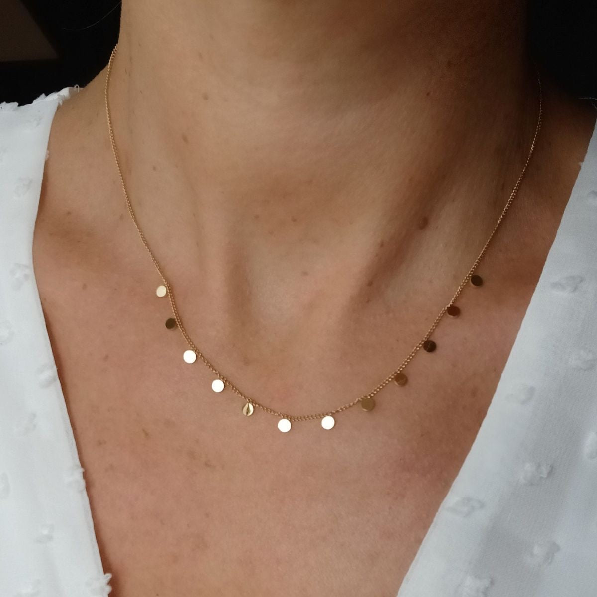 Stainless Steel 18k Gold Dainty Disc Necklace