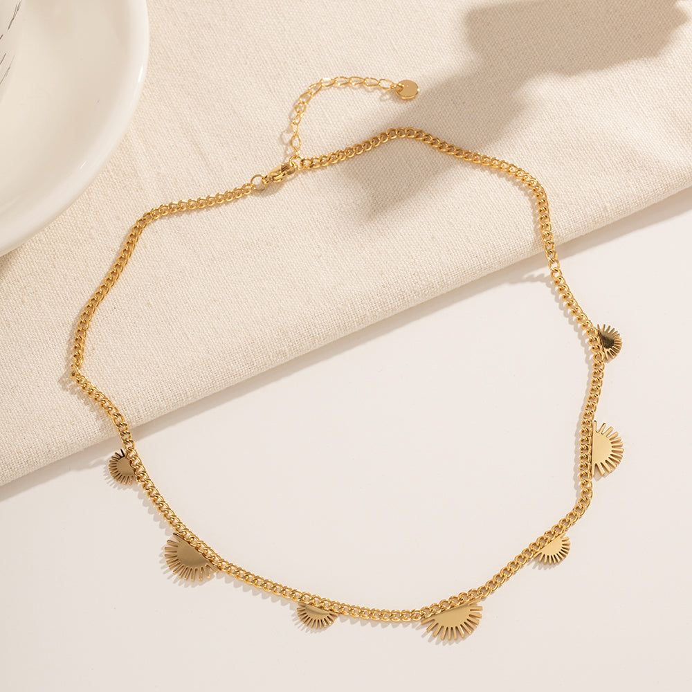 18k Gold Plated Stainless Steel Golden Sun Necklace