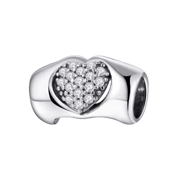 Sparkling Heart Closed Love Hand Charm