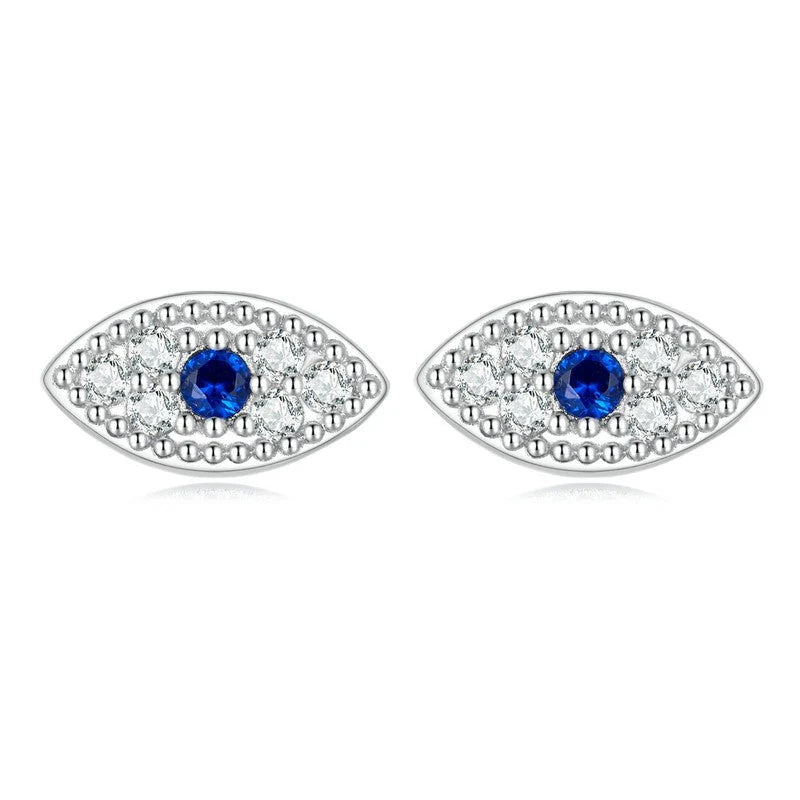 Sparkling Evil Eye Screw On Earrings
