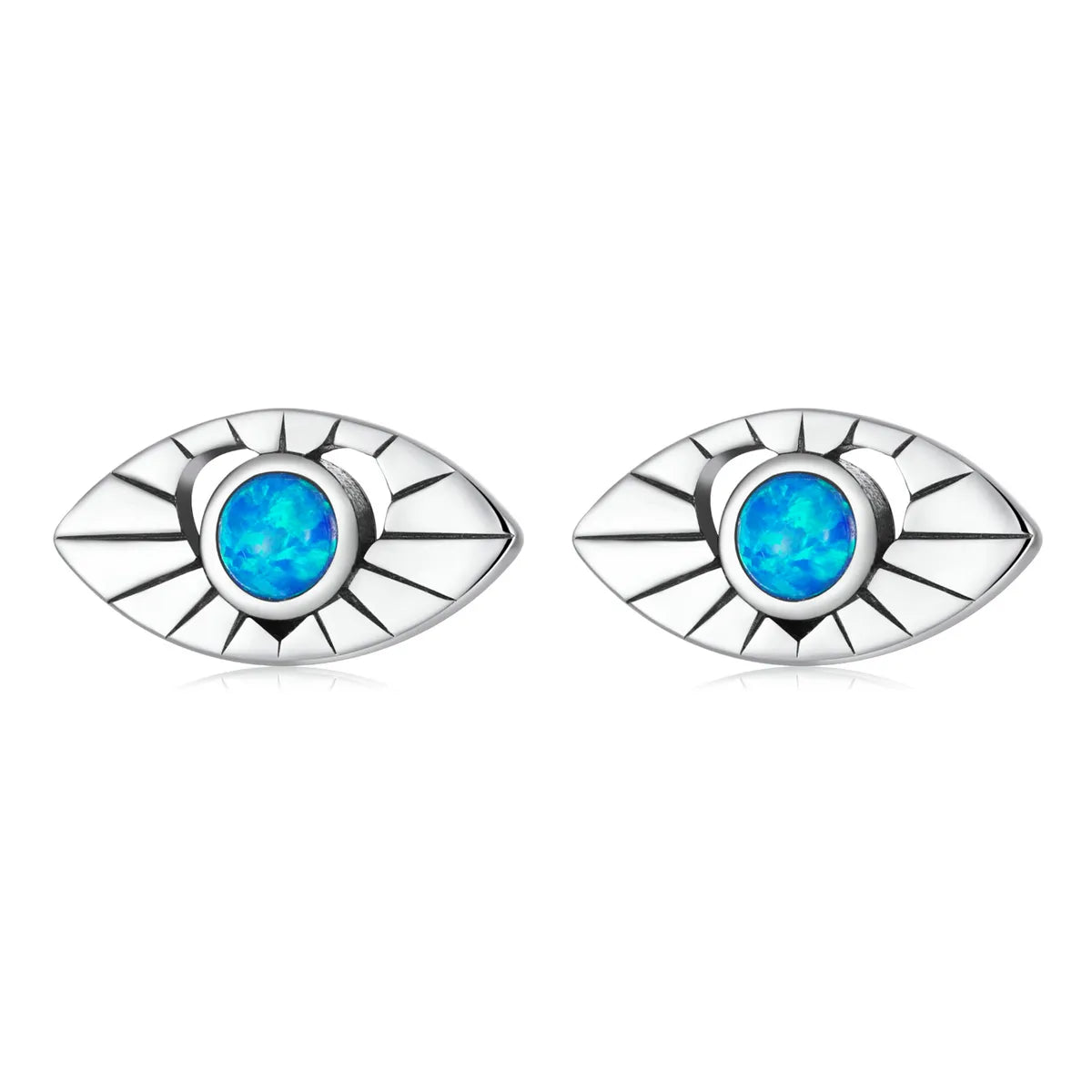 Shimmering Blue All Seeing Eye Stud Earrings